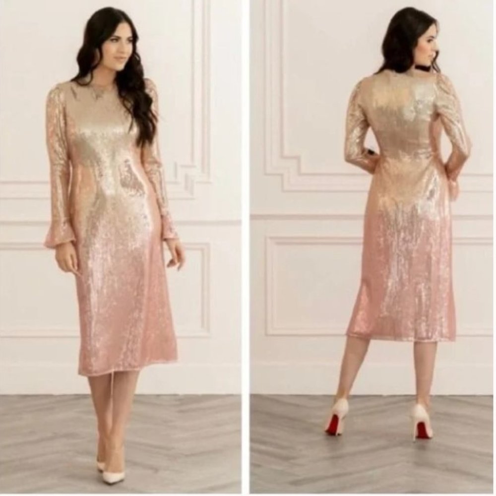 Rachel Parcell Pink Bride Ombre Sequin Dress M - NEW